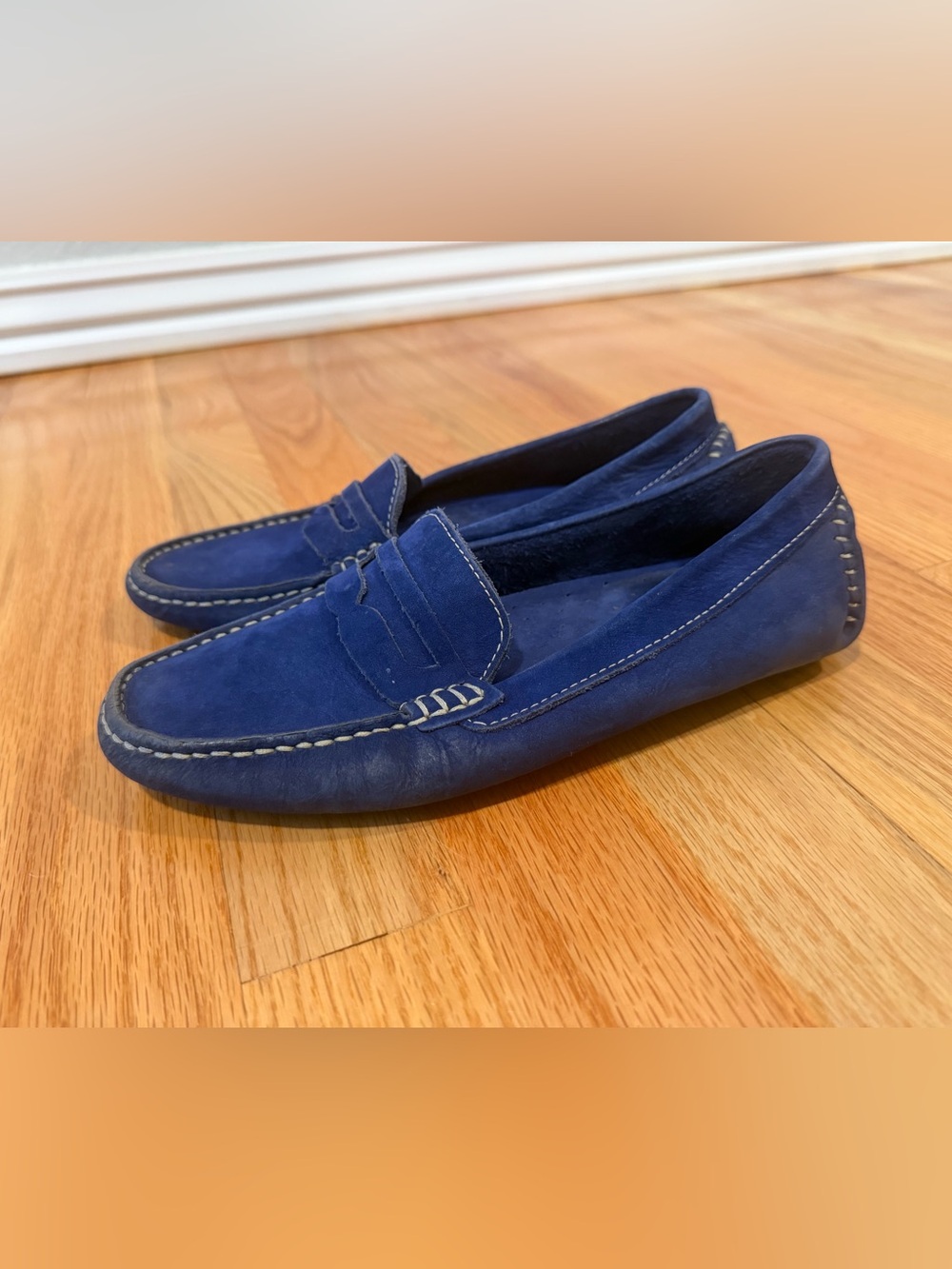 Massimo Matteo Blue Suede Penny Driving Loafers Women’s Size 7B Made in Brazil